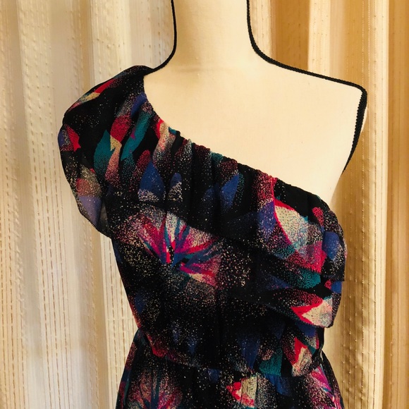 ❤️ NWOT Flounce **100% SILK** One Shoulder Dress - Picture 2 of 4